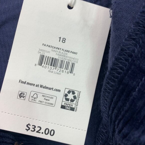 Free Assembly Navy Corduroy Flare Pants Size 18 - Picture 6 of 10